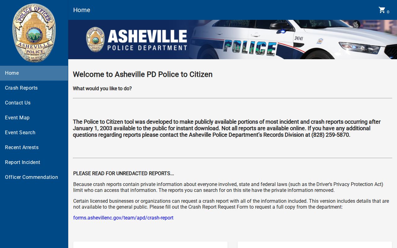 Asheville criminal records Police-to-Citizen portal