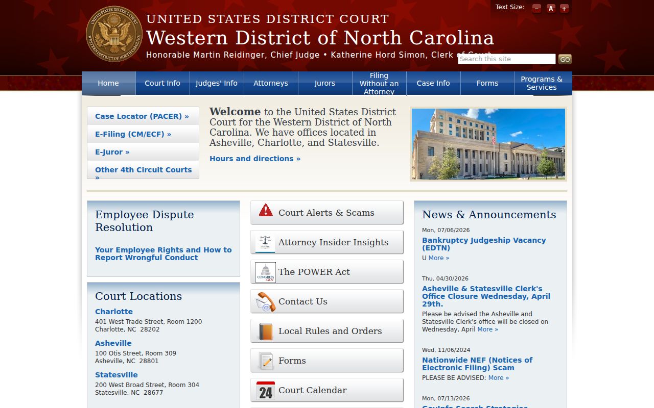 Federal criminal records for Buncombe County in the Western District of North Carolina